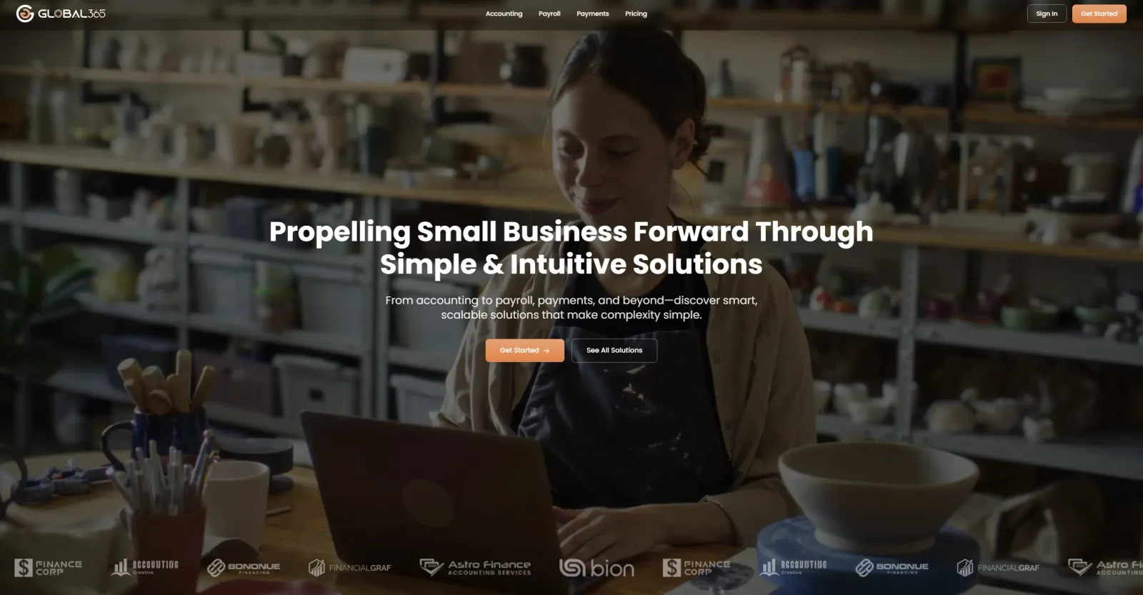 Screenshot of the Global365 website